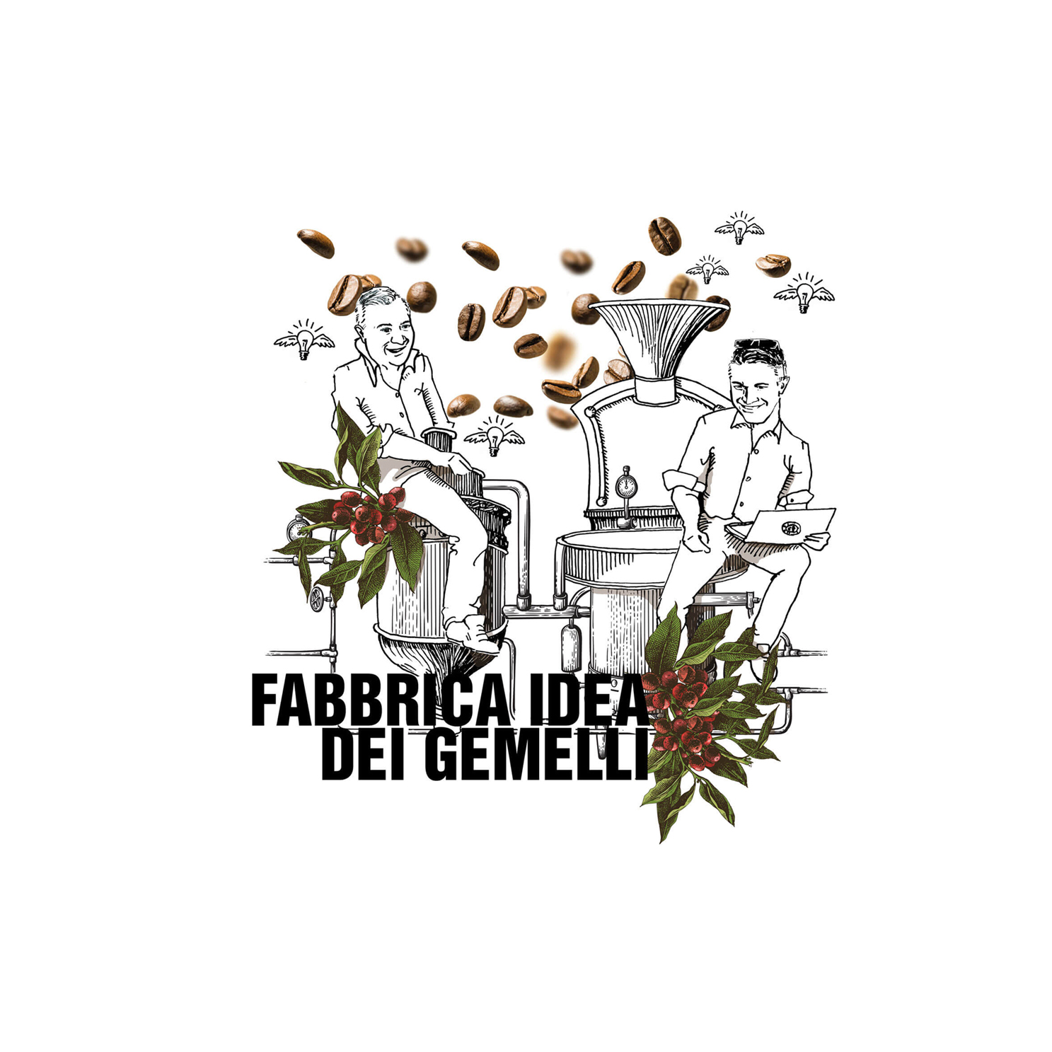 illustrationen, Caffè Gemelli, Josef und Bernd Kirisits, Rösterei, Collage, Kaffe, Leidenschaft, Liebe, Amore, italienischer Kaffee, Kaffeebohnen, Verpackung, Storytellinga
